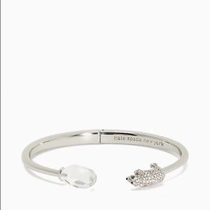 ♠️kate spade Arctic Friends Polar Bear Hinged Cuff, Clear/Silver NWT